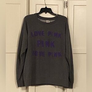 🩷🛍️New PINK Vintage Look Gray Sweatshirt🩶💜
